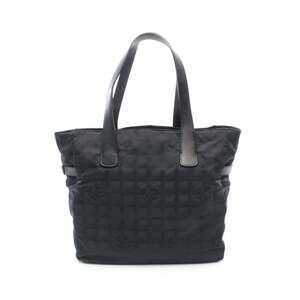 CHANEL New Travel Line GM Tote Bag, Leather, Nylon Canvas, Women's, Black, A1...